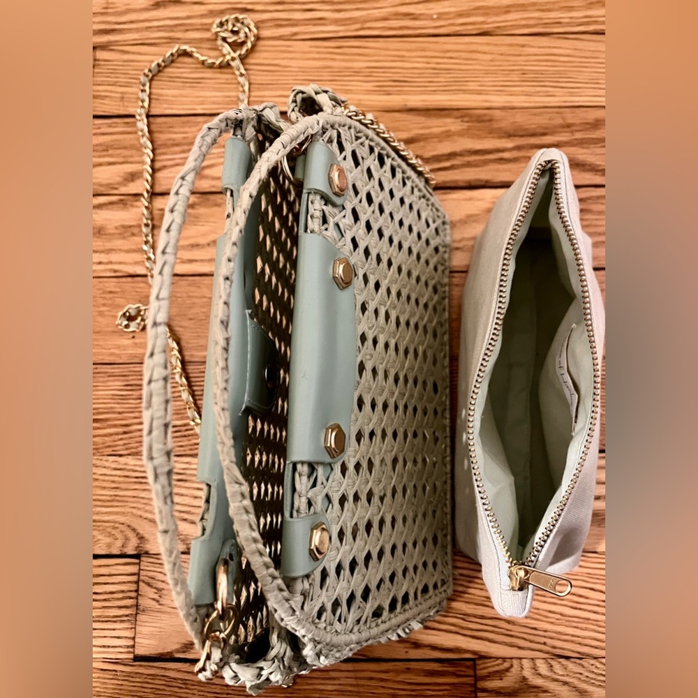 House of Harlow 1960 Mint Woven Bag with Detachable Pouch - Picture 6 of 12